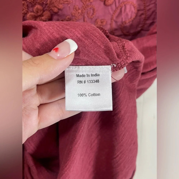 Caite by Anthropologie Cotton Embroidered High Low Hem Pullover Top Tunic Size S - Picture 5 of 11